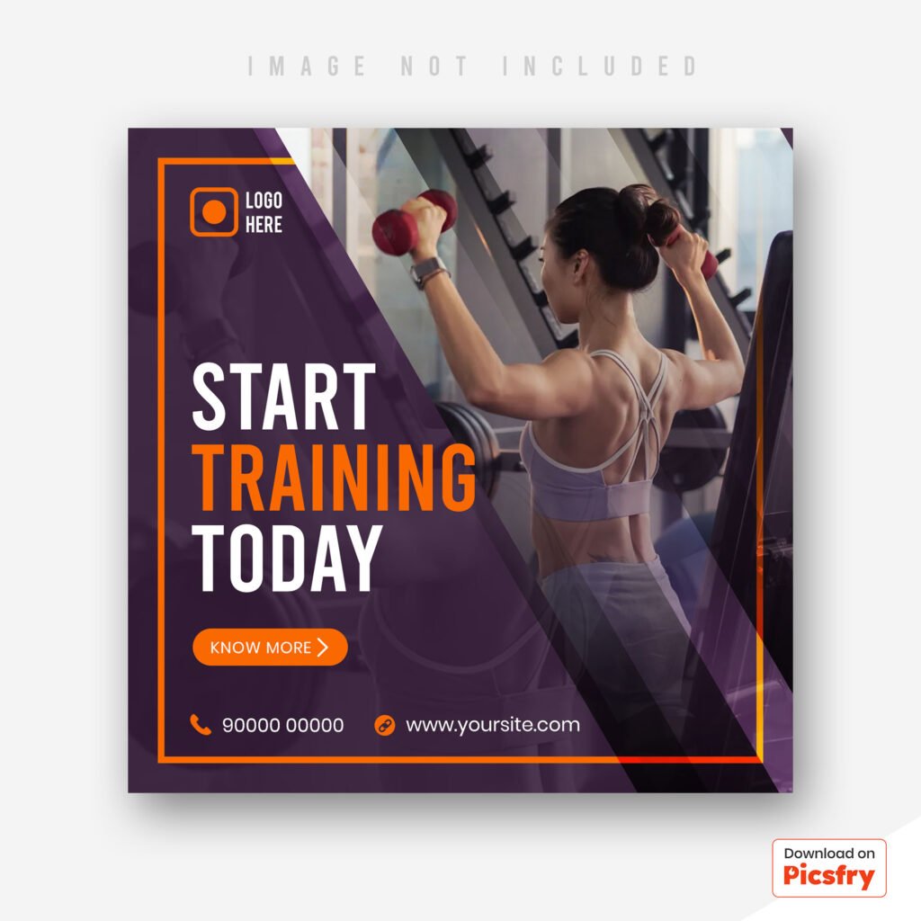 Gym and fitness social media banner PSD template