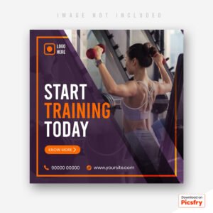 Gym and fitness social media banner PSD